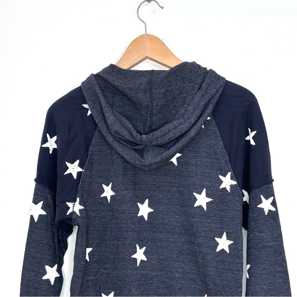 Splendid Star Print Zip Up Hoodie Hooded Sweatshirt Size Small Navy Blue White - Picture 9 of 13